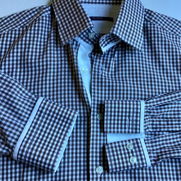 Pal Zileri light brown checkered cotton shirt Sz 15 3/4 , 40  made in Italy 🇮🇹 - Picture 1 of 9